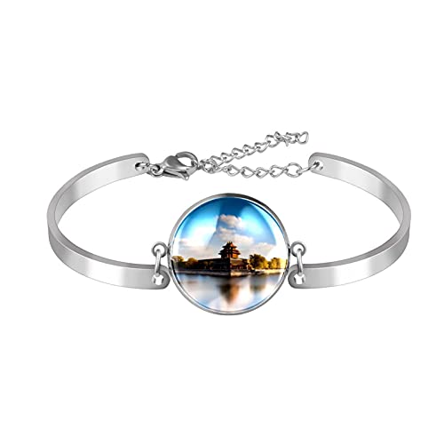 Colecciones De Joyería Para Mujer, Brazalete De Plata Y Cristales Transparentes Para Niñas Ciudad Prohibida