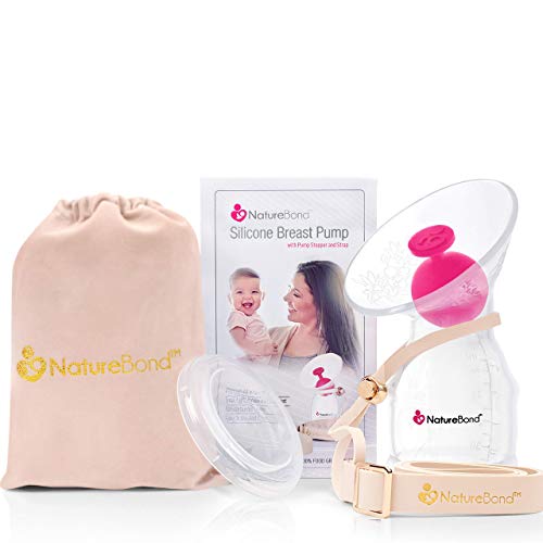 Colector de leche materna Sacaleches de NatureBond. Extractor de leche silicona, con tapa todo en uno, bolsa de transporte, sellado al vacío, de Sin BPA. 100% silicona de grado alimenticio