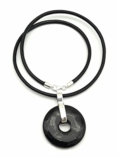 Colgante Shungite-Colgante plata piedra Shungite- Piedra curativa - Collar Shungite