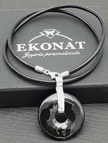 Colgante Shungite-Colgante plata piedra Shungite- Piedra curativa - Collar Shungite