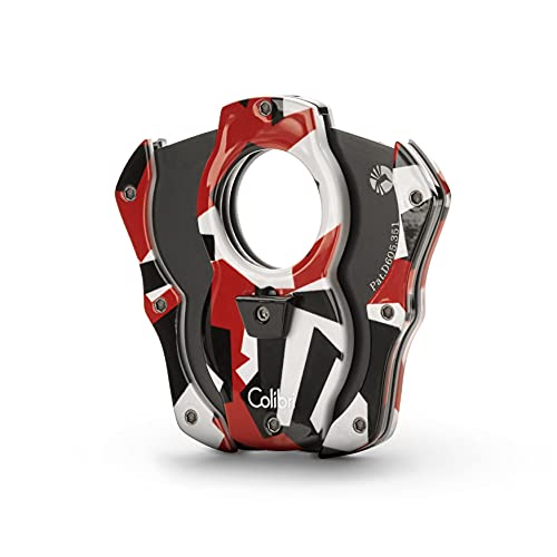 Colibri Camo Cut | Cortador de cigarros de doble guillotina | Patrón de camuflaje rojo | Liberación cargada por resorte, hasta 62 puros de calibre de anillo, diseño ergonómico | Incluye caja de regalo