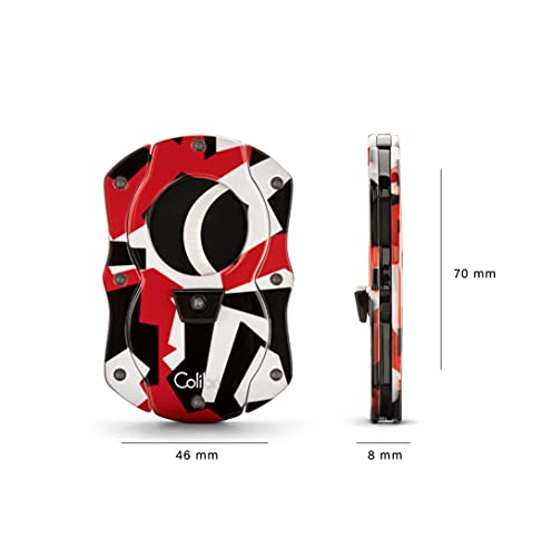 Colibri Camo Cut | Cortador de cigarros de doble guillotina | Patrón de camuflaje rojo | Liberación cargada por resorte, hasta 62 puros de calibre de anillo, diseño ergonómico | Incluye caja de regalo