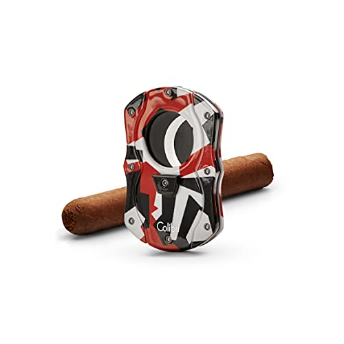 Colibri Camo Cut | Cortador de cigarros de doble guillotina | Patrón de camuflaje rojo | Liberación cargada por resorte, hasta 62 puros de calibre de anillo, diseño ergonómico | Incluye caja de regalo