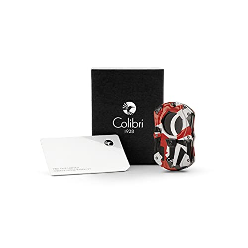 Colibri Camo Cut | Cortador de cigarros de doble guillotina | Patrón de camuflaje rojo | Liberación cargada por resorte, hasta 62 puros de calibre de anillo, diseño ergonómico | Incluye caja de regalo