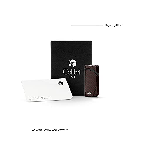 Colibri Encendedor de llama Falcon Jet | Encendedor de cigarros y cigarrillos | Resistente al viento | Funciona con butano (no incluido) | Bonita caja de regalo elegante | Garantía de dos años