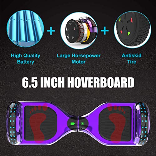 COLORWAY Hoverboard Patinete Eléctrico Auto Equilibrio Hover Scooter Board 6.5 Pulgadas con Fuerte Dual Motor y LED E-Skateboard … (Violeta)