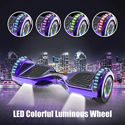 COLORWAY Hoverboard Patinete Eléctrico Auto Equilibrio Hover Scooter Board 6.5 Pulgadas con Fuerte Dual Motor y LED E-Skateboard … (Violeta)