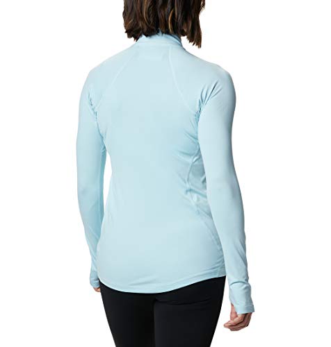 Columbia Midweight Stretch Long Sleeve Half Zip Ropa Interior Técnica De Manga Larga Media Cremallera, Mujer, Sky Blue, M