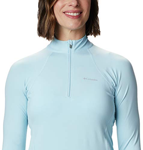 Columbia Midweight Stretch Long Sleeve Half Zip Ropa Interior Técnica De Manga Larga Media Cremallera, Mujer, Sky Blue, M
