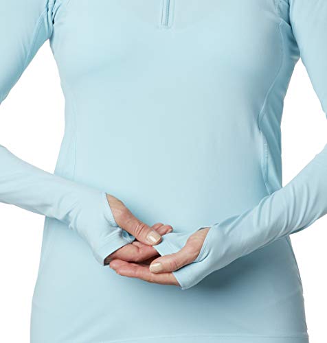 Columbia Midweight Stretch Long Sleeve Half Zip Ropa Interior Técnica De Manga Larga Media Cremallera, Mujer, Sky Blue, M