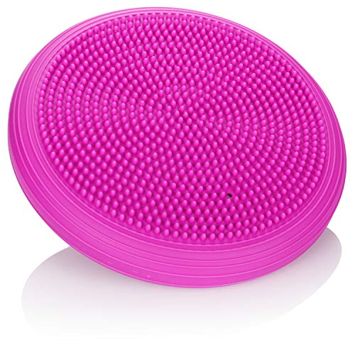 com-four® Cojín de Equilibrio - cojín Inflable de Bolas - cojín móvil con Ø 33 cm - cojín de Equilibrio para Fitness, Deportes de rehabilitación, Ejercicios de Equilibrio (Rosado)