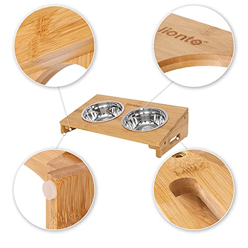 Comedero Elevado para Perros con Soporte de bambú Plataforma de alimentación para Perros Barra de alimentación para Mascotas comedero y Bebedero con Soporte Elevado Barra para Perros