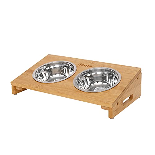 Comedero Elevado para Perros con Soporte de bambú Plataforma de alimentación para Perros Barra de alimentación para Mascotas comedero y Bebedero con Soporte Elevado Barra para Perros