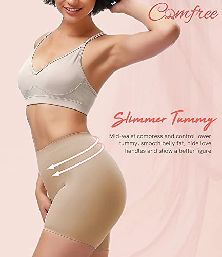COMFREE Bragas Anti Roces Braga Faja Reductora Mujer Adelgazante Abdomen Shapewear Lenceria Mujer Pantalon Faja Antirozaduras 2pcs Beige S