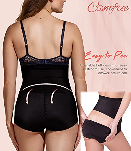 COMFREE Braguitas Moldeadoras Braga Faja Reductora Shapewear Vientre Plano Lencería Reductora de Cintura Sin Costura Gluteos para Mujer Diseño de Malla XL Negro