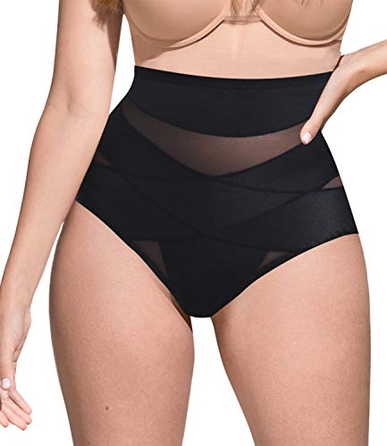 COMFREE Braguitas Moldeadoras Braga Faja Reductora Shapewear Vientre Plano Lencería Reductora de Cintura Sin Costura Gluteos para Mujer Diseño de Malla XL Negro