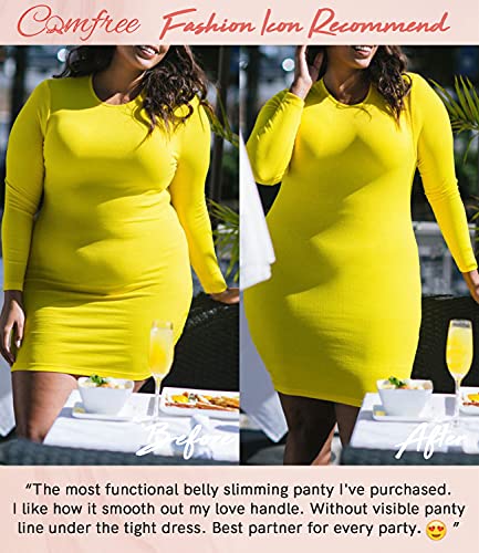 COMFREE Braguitas Moldeadoras Braga Faja Reductora Shapewear Vientre Plano Lencería Reductora de Cintura Sin Costura Gluteos para Mujer Diseño de Malla XL Negro