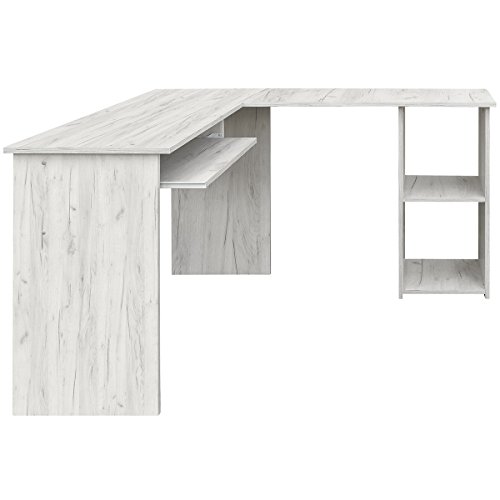 COMIFORT Escritorio Forma L - Mesa de Estudio Esquinera con Estantería de Estructura Firme, Moderna y Minimalista con 2 Baldas Espaciosas y de Gran Capacidad. Escritorio en L - Serpis Kraft