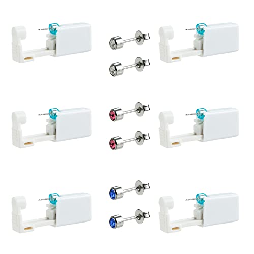 Comius Sharp 6 UNIDS Pistola De Piercing De Oreja Desechables Con Pernos De Oreja Kit De Pistolas De Perforación Indoloro Para Niñas Para Niños Mujeres Hombres