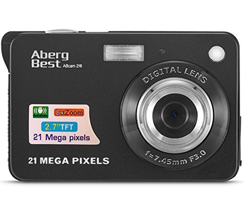 Compactas Cámaras Digitales AbergBest 2.7 LCD Recargable HD Cámara Digital para Estudiantes, niños, Adultos Interior y Exterior (Negro)