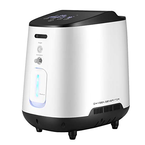 Concentrador de oxígeno portátil, Kacsoo 1-7L / min máquina de oxígeno Inteligente ajustable de aire 90% de alta pureza para uso doméstico y de viaje