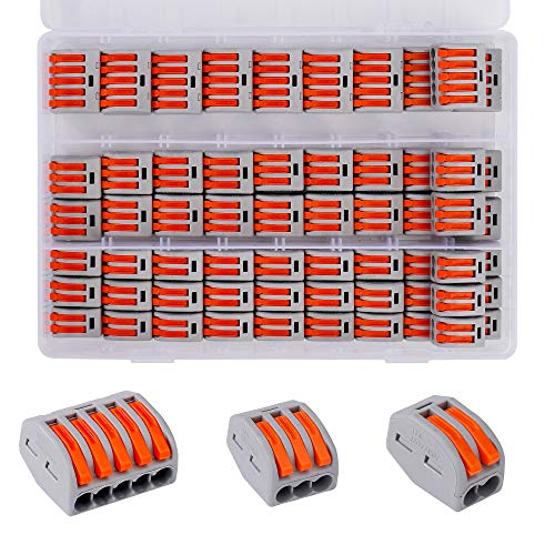 Conectores Eléctricos Rapidos Estancos Palanca Tuerca Cable Conector Kit 2/3/5 Puerto Conectores de Cable Compactos 60 Pcs