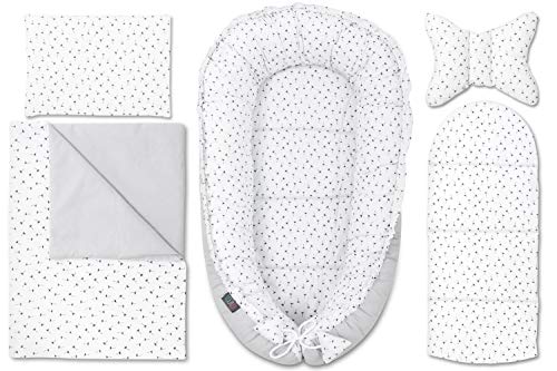 Conjunto de nido de bebé recién nacido Conjunto de 5 piezas Manta de nido de bebé Almohada plana Cojín de mariposa Colchón de nido Algodón transpirable hipoalergénico