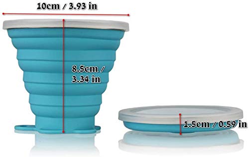copas de silicona ddLUCK Plegable 2-Pack sin BPA, Viajes Plegado, Plegado Tazas de Plástico de Silicona Junta de la Tapa, de Picnic Portátil Reutilizable, Camping, Caminatas al Aire Libre