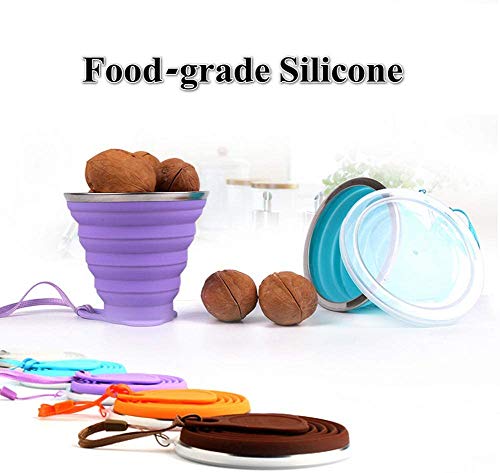 copas de silicona ddLUCK Plegable 2-Pack sin BPA, Viajes Plegado, Plegado Tazas de Plástico de Silicona Junta de la Tapa, de Picnic Portátil Reutilizable, Camping, Caminatas al Aire Libre