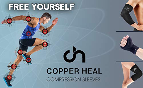 COPPER HEAL Codera Deportiva Adjustable - Soporte Antebrazo Recuperación medica Codo Tenista Epicondilitis Lateral crossfit Sport Coderas padel tendinitis Tenis baloncesto Golf elbow support