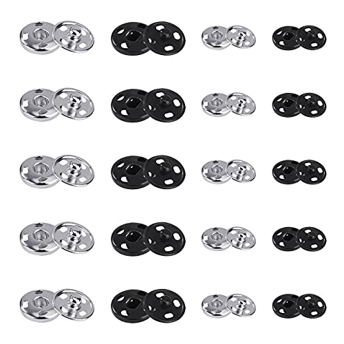 Corchetes de Presión de Metal, Botones Snaps para Coser, Broches de Presión Sujetadores Cierre Invisible para Ropa, Bolsos, Pulseras, Pantalones y DIY Manualidades (100 Unidades)