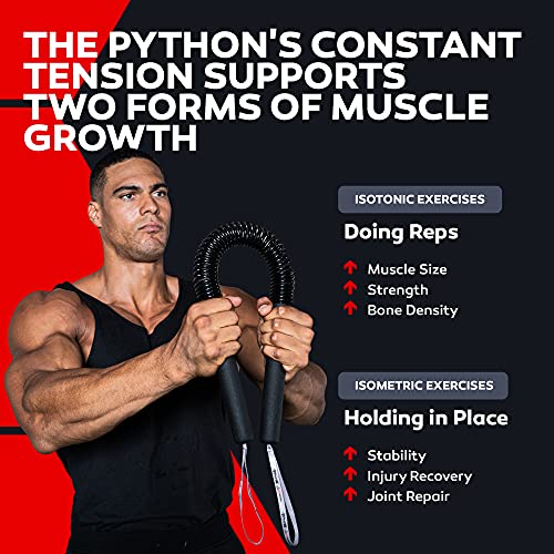 Core Prodigy Python Power Twister Bar - Ejercicio superior del cuerpo para pecho, hombro, antebrazo, bíceps y equipo de entrenamiento de fortalecimiento de brazo