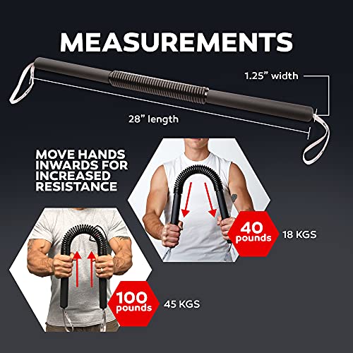 Core Prodigy Python Power Twister Bar - Ejercicio superior del cuerpo para pecho, hombro, antebrazo, bíceps y equipo de entrenamiento de fortalecimiento de brazo