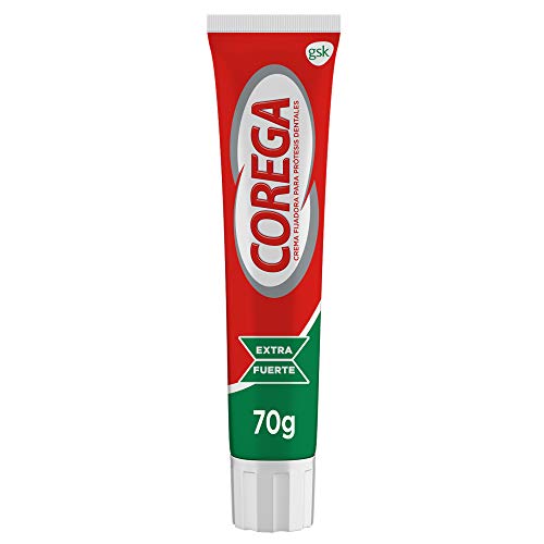 Corega, Crema Fijadora para Prótesis Dentales, Extra Fuerte durante Todo el Día, Sabor a Menta Fresca, 70 g