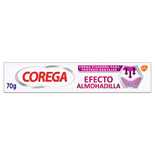 Corega, Efecto Almohadilla, Crema Fijadora para Prótesis Dentales, Fijación Fuerte durante todo el Día, 70 g