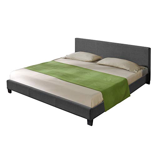 Corium Cama Moderna de Tela - Cama de Matrimonio 140x200cm - Gris Oscuro