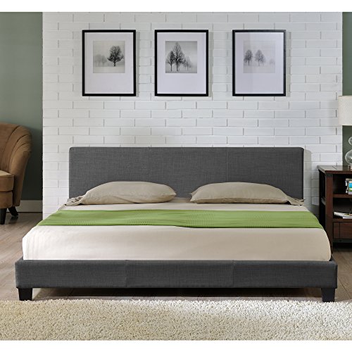 Corium Cama Moderna de Tela - Cama de Matrimonio 140x200cm - Gris Oscuro