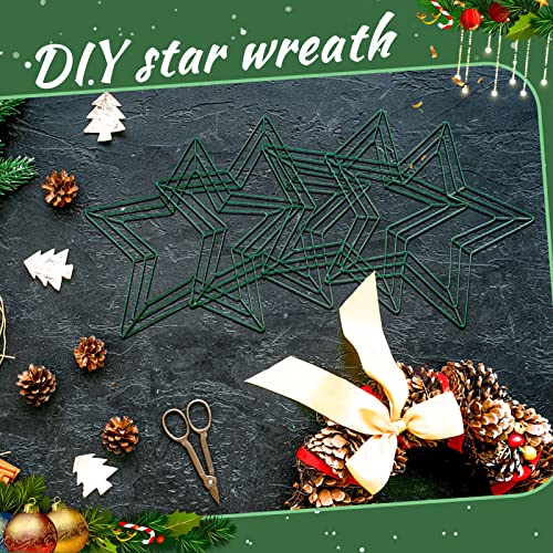 Corona de Alambre de Navidad de 12 Pulgadas Marco de Corona Forma de Estrella Marco de Corona Floral Verde Oscuro Multicapa Decoración de Marco de San Valentín de Metal para Boda (2)