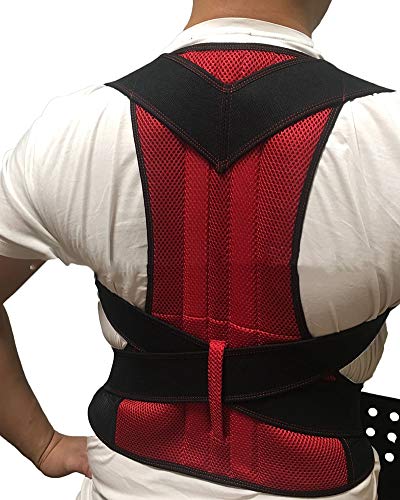 Corrector de Postura de Espalda para Hombre y Mujer Alivia Dolor en Cuello, Espalda y Hombros Mejora la Postura y Proporciona Soporte para la Espalda Rojo XXL