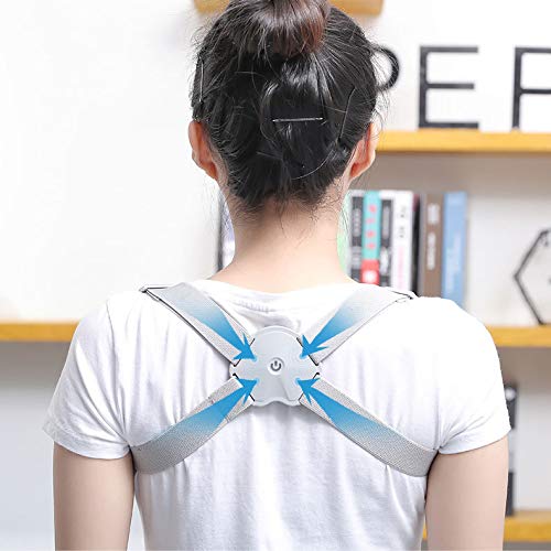 Corrector de Postura inteligente para hombres y mujeres, giroscopio inducción de la vibración del recordatorio, mucho tiempo de espera, ajustable corrección de la postura de la correa,Blue-OneSize