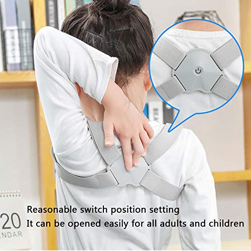 Corrector de Postura inteligente para hombres y mujeres, giroscopio inducción de la vibración del recordatorio, mucho tiempo de espera, ajustable corrección de la postura de la correa,Blue-OneSize