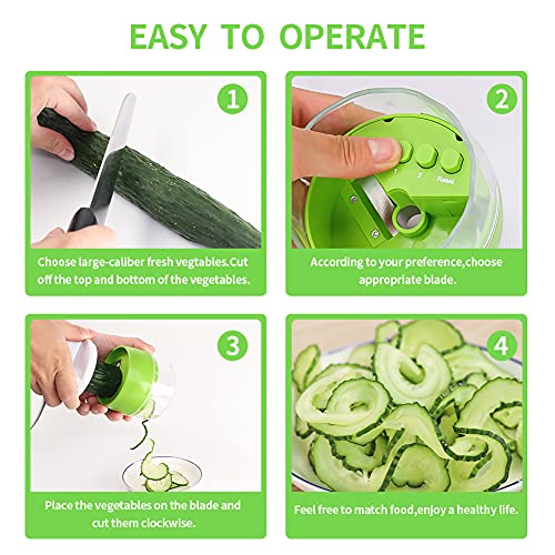 Cortador de Verduras - Rallador de Verduras 4 en 1 Verduras Cortador,Calabacin Pasta,Cortador en Espiral Manual,adecuado para Zanahorias,Pepinos,etc