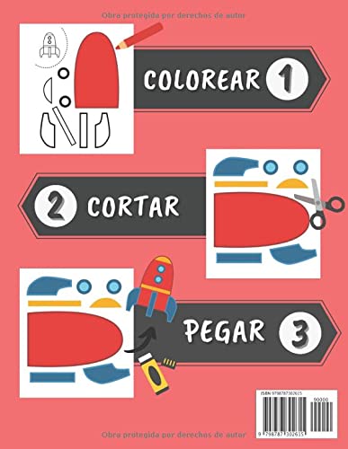 Cortar, Pegar y Colorear Para Niños 3-6 Años: Libro de Actividades Para Las Chicas Y Los Chicos | Aprende a Usar Las Tijeras - Recorta y Colorea | Aprender a Recortar Para Niños a Partir de 3 Años.