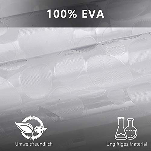 Cortina Baño 180X200cm EVA Cortinas de Ducha y Bañera,Antimoho, Antibacteriano, Patrón de Ducha 3D Piedra Cortina Bañera Semi-Transparente Lavable Shower, con 12 Ganchos de Metal Antioxidantes