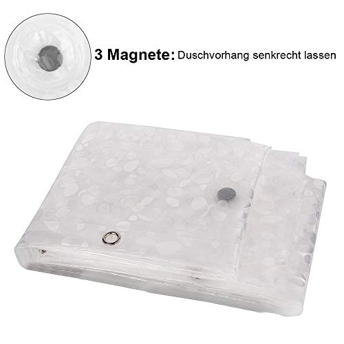 Cortina Baño 180X200cm EVA Cortinas de Ducha y Bañera,Antimoho, Antibacteriano, Patrón de Ducha 3D Piedra Cortina Bañera Semi-Transparente Lavable Shower, con 12 Ganchos de Metal Antioxidantes
