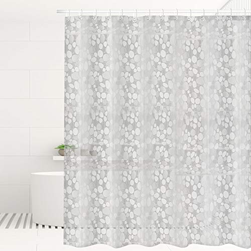 Cortina Baño 180X200cm EVA Cortinas de Ducha y Bañera,Antimoho, Antibacteriano, Patrón de Ducha 3D Piedra Cortina Bañera Semi-Transparente Lavable Shower, con 12 Ganchos de Metal Antioxidantes