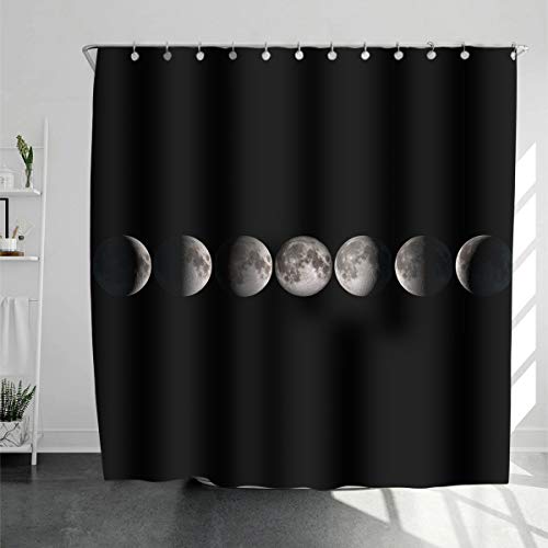 Cortina de Ducha de Luna transformadora de poliéster Impermeable y a Prueba de Moho decoración de la bañera del baño del Hotel del hogar 180 * 180 cm