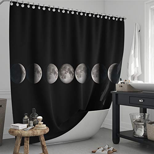 Cortina de Ducha de Luna transformadora de poliéster Impermeable y a Prueba de Moho decoración de la bañera del baño del Hotel del hogar 180 * 180 cm