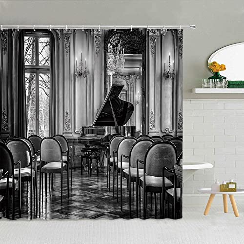 Cortina de Ducha de Paisaje arquitectónico de la Ciudad Mundial, Cortina Impermeable de baño con Paisaje de jardín de la Universidad de Cambridge S.8 90x180cm
