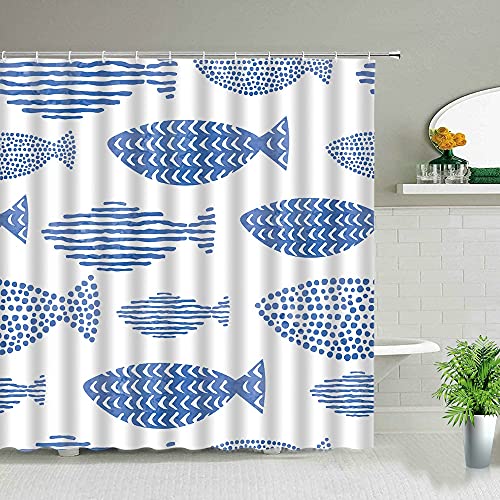 Cortina de Ducha de tiburón pez Colorido Vida Marina baño para niños decoración del hogar mampara de baño Impermeable S.11 180x180cm